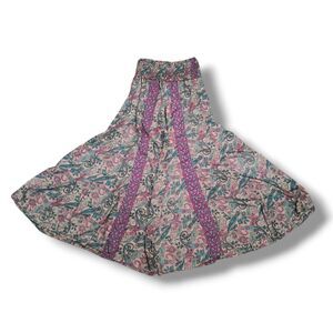 Karma Highway Palazzo Wide Leg Pants One Size Smocked Waist Boho Paisley Viscose
